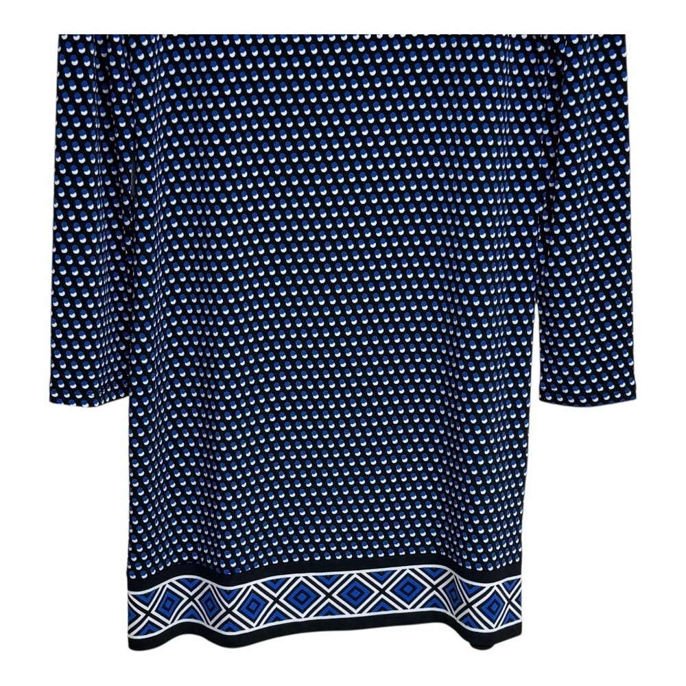 Michael Kors Women's Blue Geometric Print‎ Long Sleeve Shift Dress Size M - Picture 4 of 8